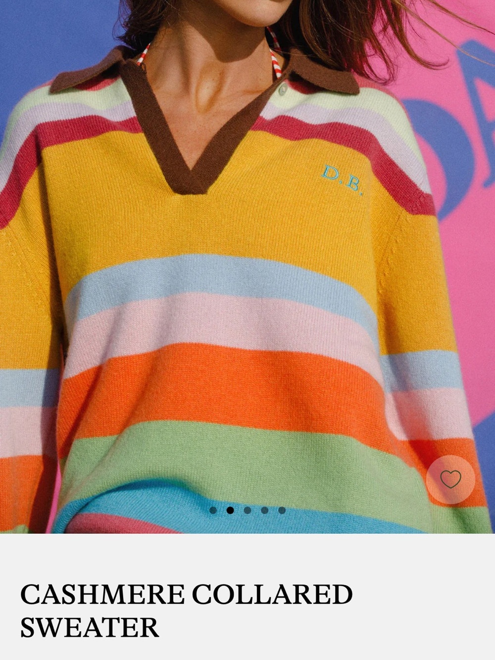 Dairy Boy Multicolor Striped Cashmere Collared Sweater M/L - Picture 2 of 3
